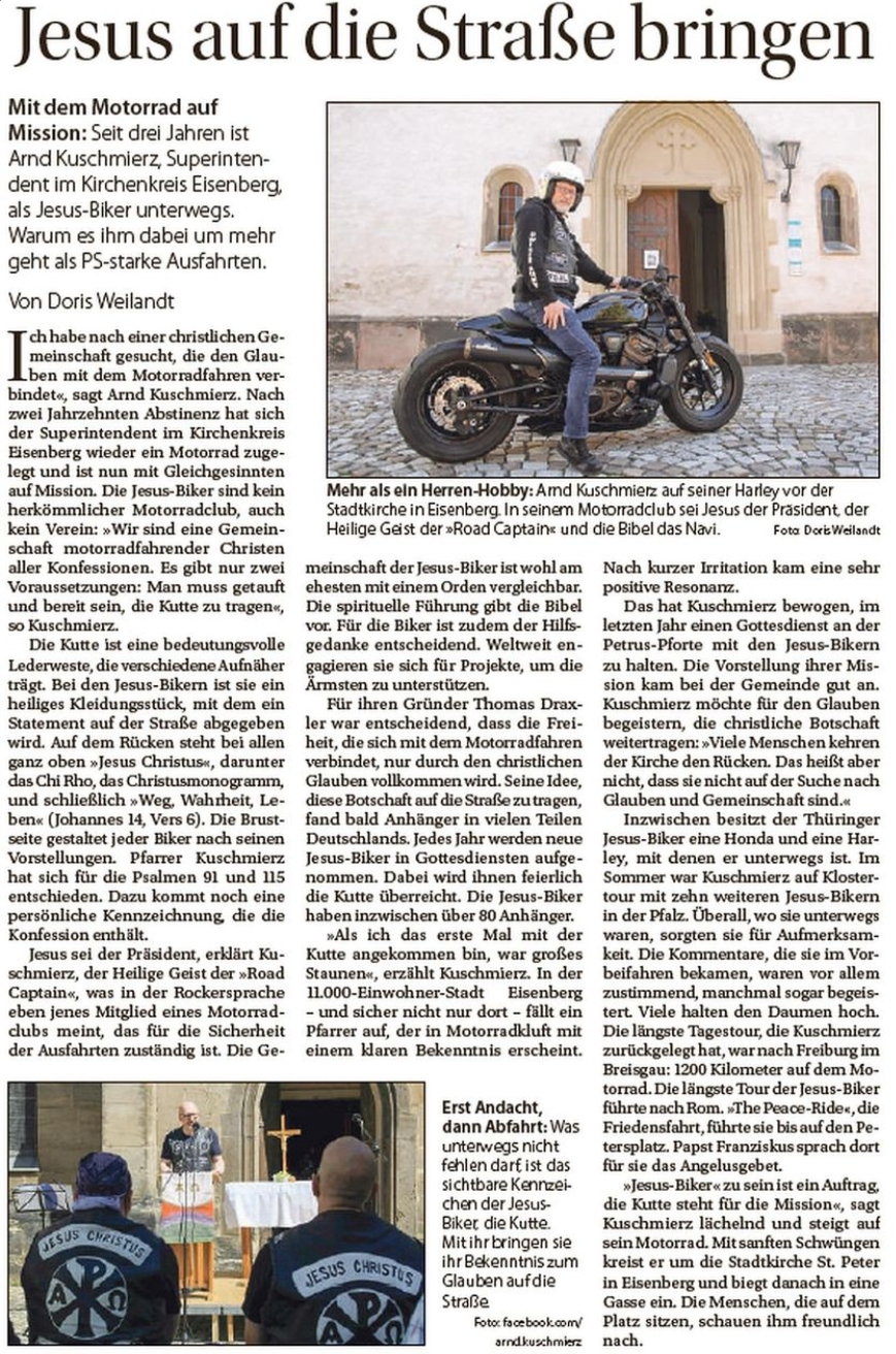 22.09.2023 | JESUS BIKER® Arnd Kuschmierz Superintendent im Kirchenkries Eisenberg