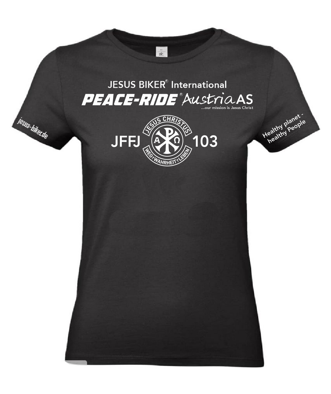 Damen T-Shirt: JESUS BIKER® PEACE-RIDE® AUSTRIA AS